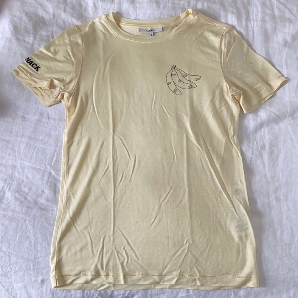 Ganni Banana Size Small Snack Graphic T-Shirt Yellow